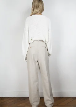 The Frankie Shop Pace Pleated Linen Blend Pants Sand