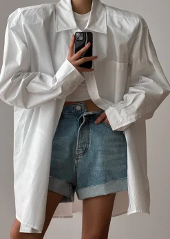 The Frankie Shop Panama Oversized Shirt White Hot