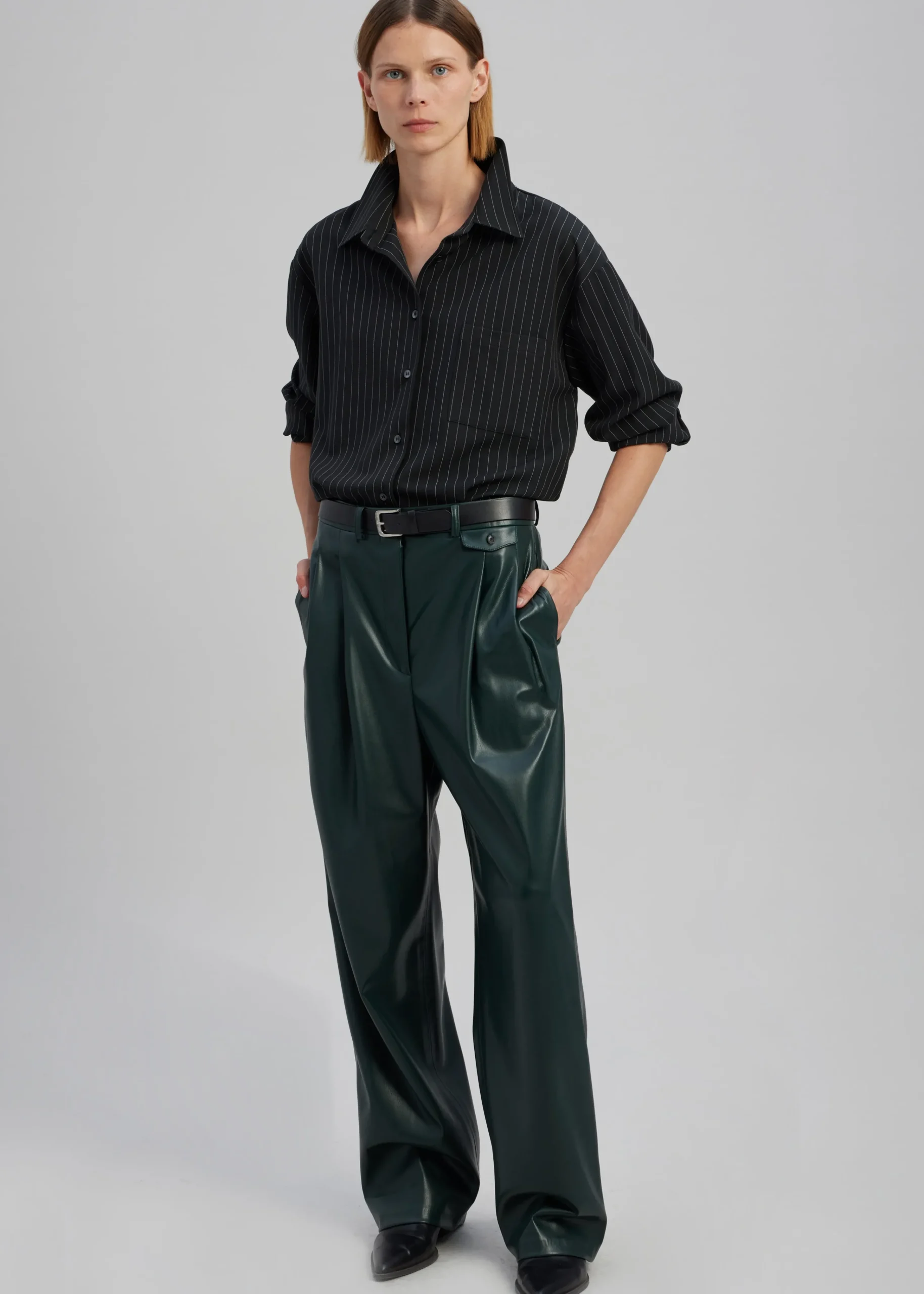 The Frankie Shop Pernille Faux Leather Pants Bottle Green Best