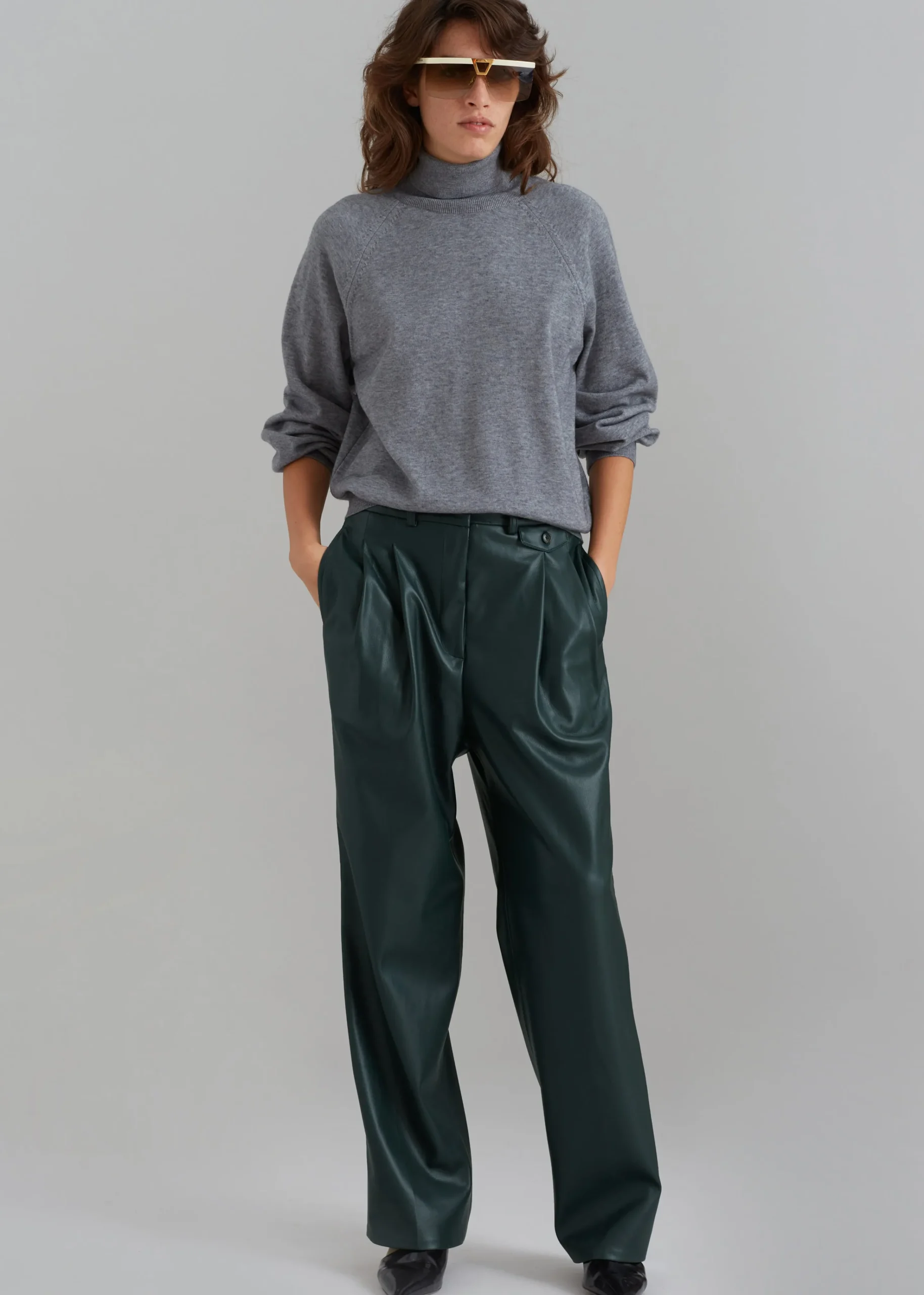 The Frankie Shop Pernille Faux Leather Pants Bottle Green Best