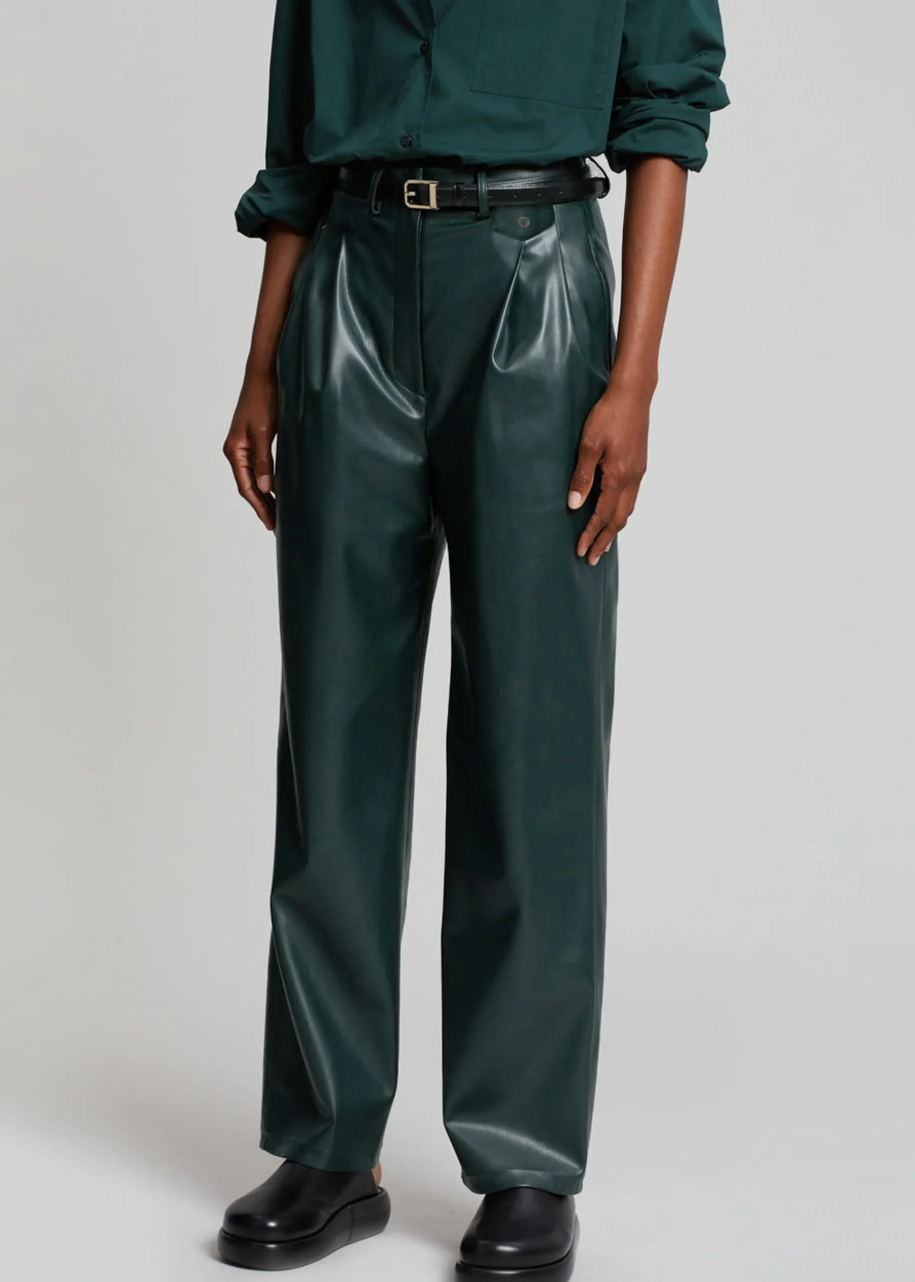 The Frankie Shop Pernille Faux Leather Pants Bottle Green Best