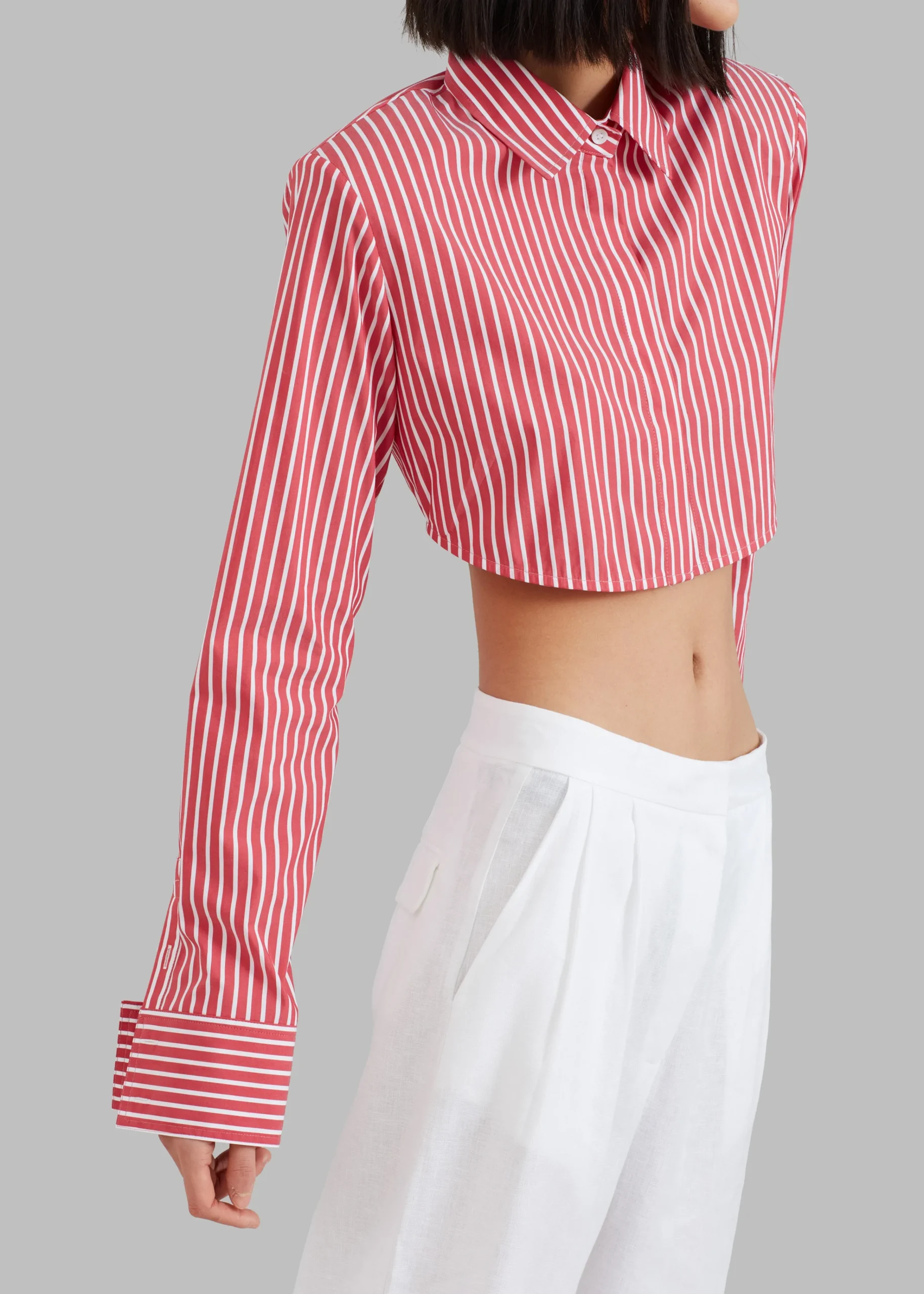 The Frankie Shop Phoenix Cropped Shirt Red Stripe Best