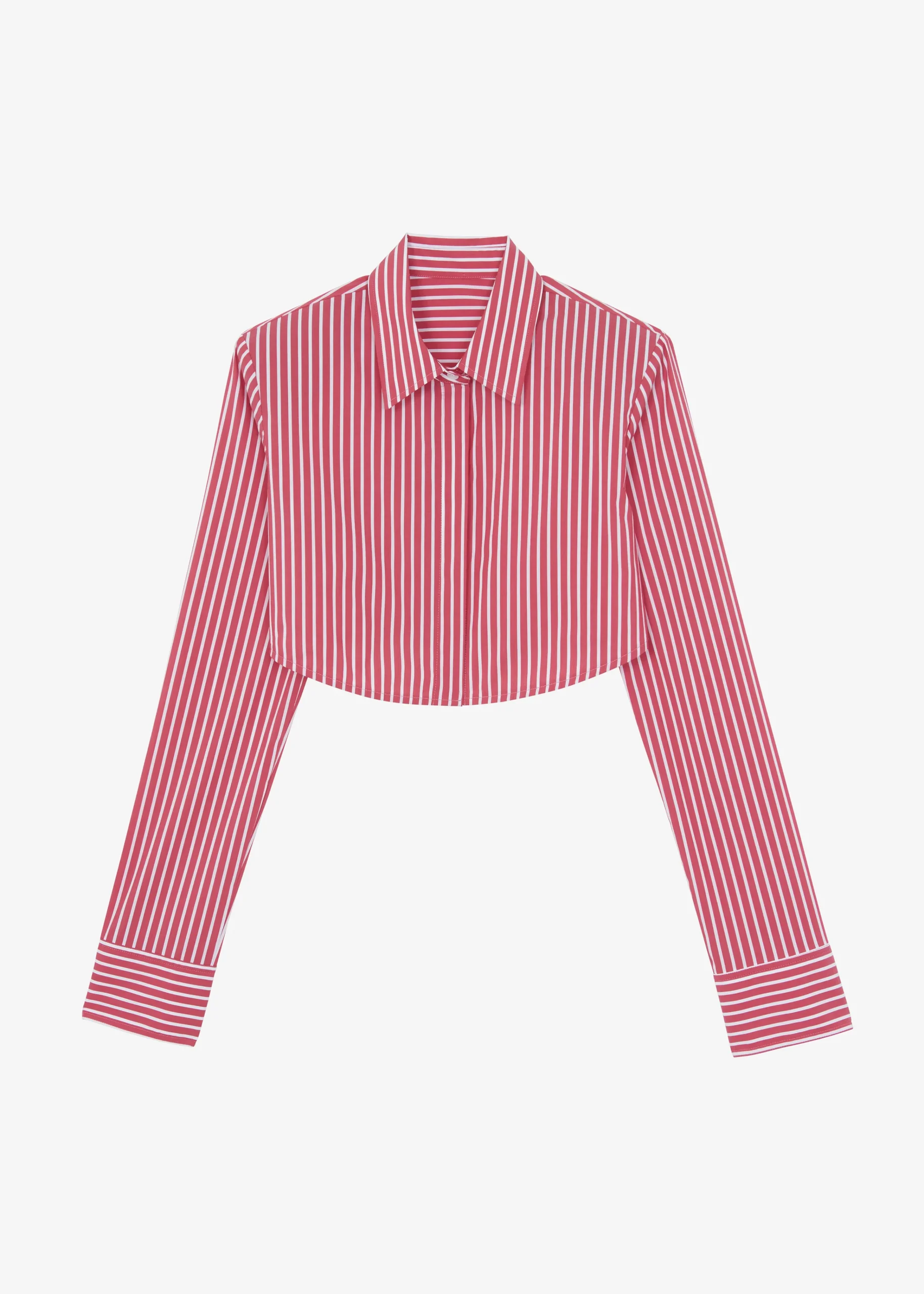 The Frankie Shop Phoenix Cropped Shirt Red Stripe Best