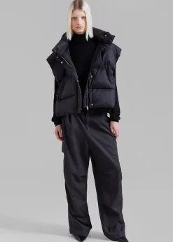 The Frankie Shop Prague Puffer Hoodie Vest Black Sale