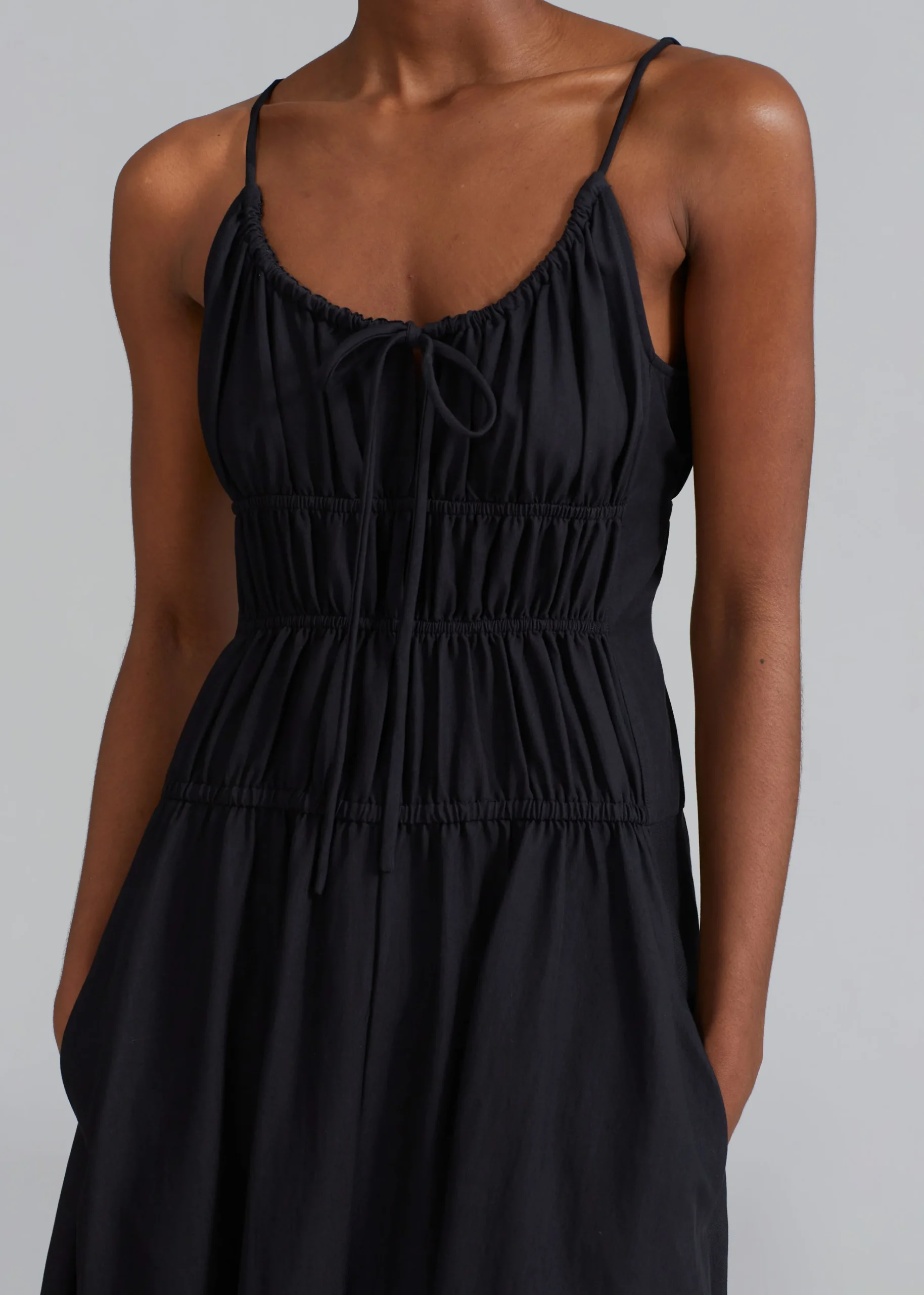 The Frankie Shop Proenza Schouler White Label Drapey Suiting Ruched Dress Black Clearance