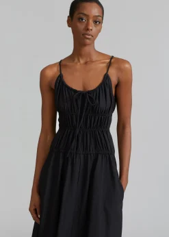 The Frankie Shop Proenza Schouler White Label Drapey Suiting Ruched Dress Black Clearance
