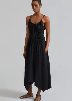 The Frankie Shop Proenza Schouler White Label Drapey Suiting Ruched Dress Black Clearance