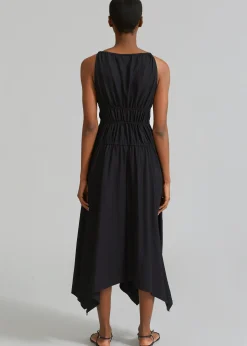 The Frankie Shop Proenza Schouler White Label Drapey Suiting Ruched Dress Black Clearance