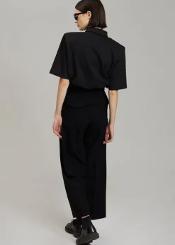 The Frankie Shop Rane Padded Shoulder Polo Black Discount