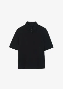 The Frankie Shop Rane Padded Shoulder Polo Black Discount