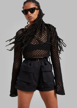 The Frankie Shop Raye Cargo Shorts Black Discount