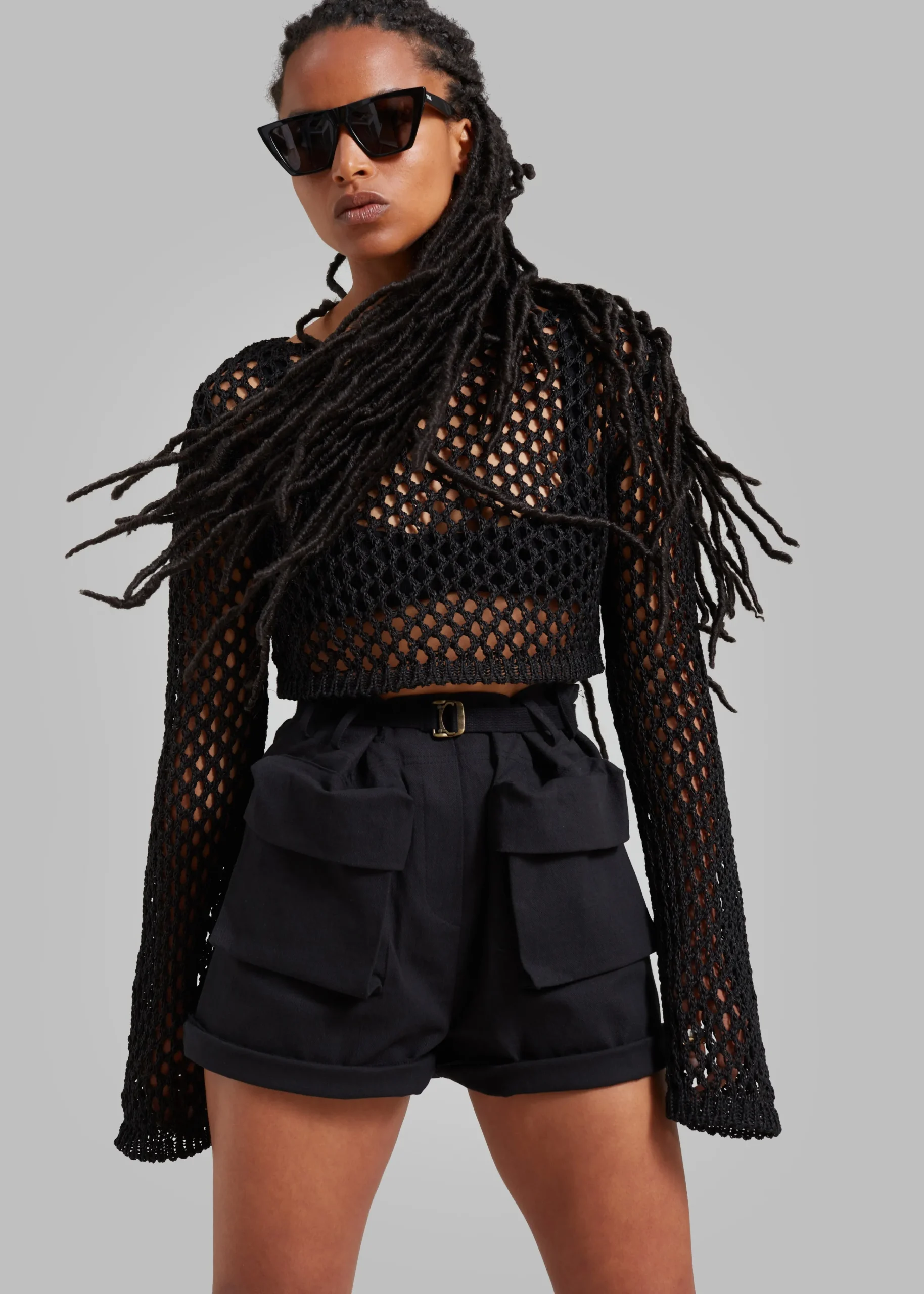 The Frankie Shop Raye Cargo Shorts Black Discount
