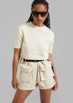 The Frankie Shop Raye Cargo Shorts Beige Sale