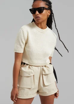 The Frankie Shop Raye Cargo Shorts Beige Sale