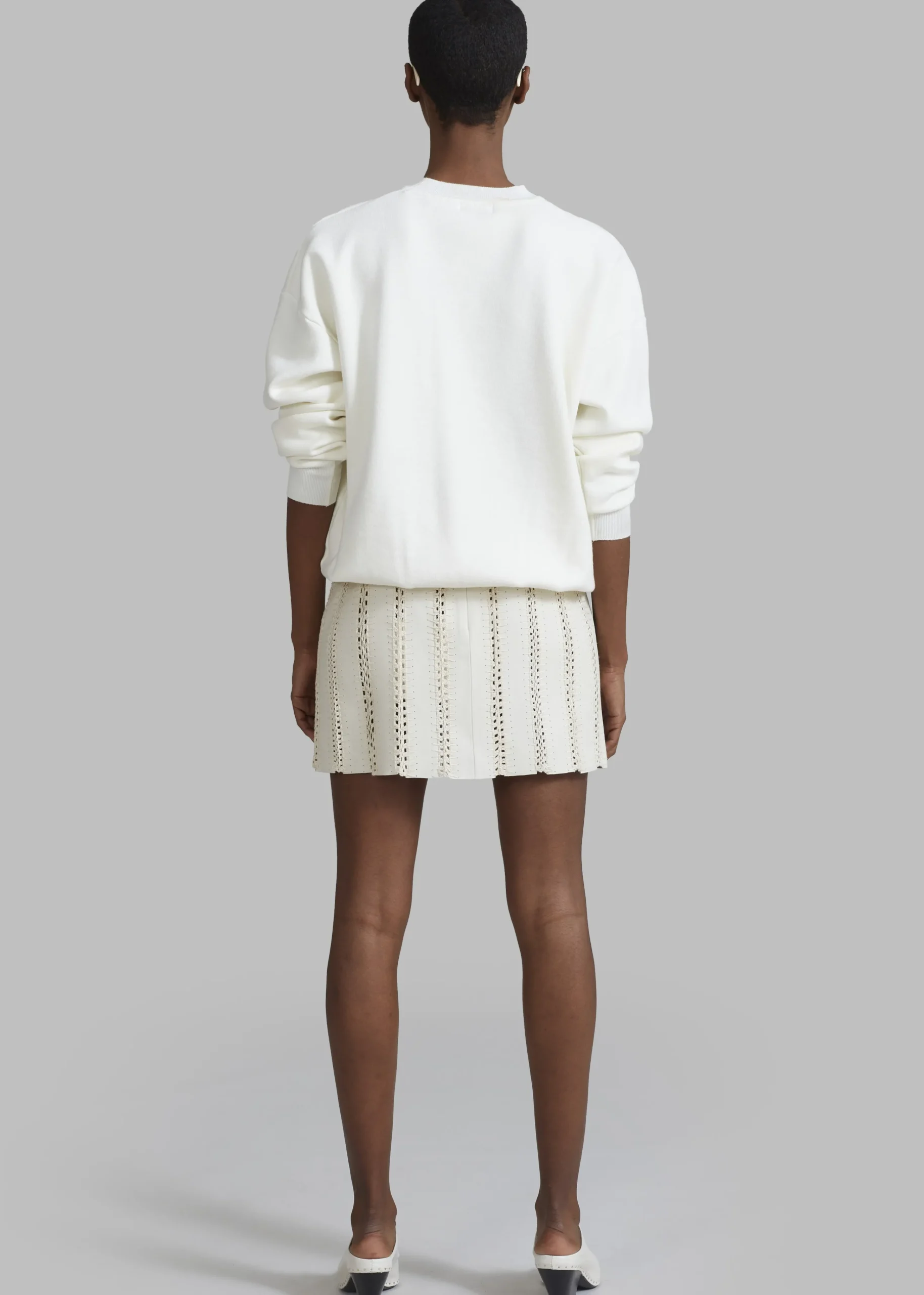 The Frankie Shop Remain Leather Crochet Mini Skirt Egret Online