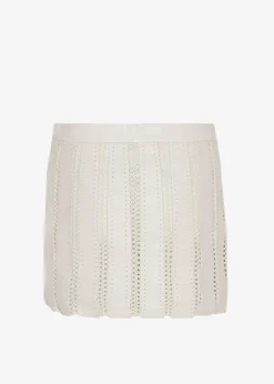 The Frankie Shop Remain Leather Crochet Mini Skirt Egret Online
