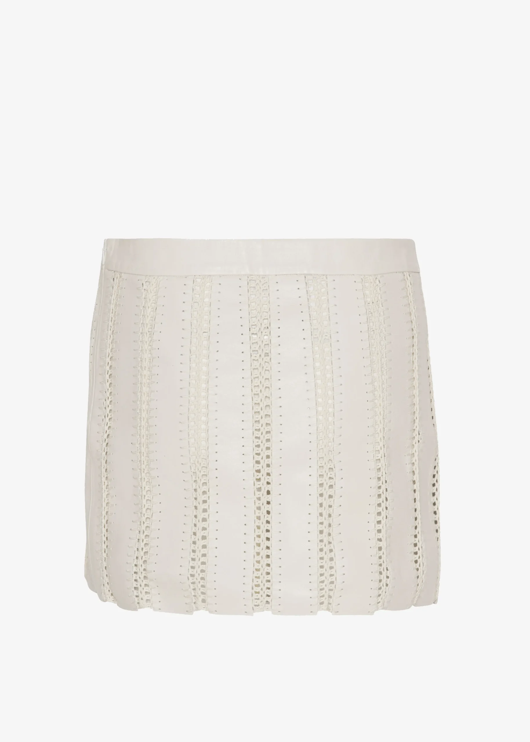 The Frankie Shop Remain Leather Crochet Mini Skirt Egret Online