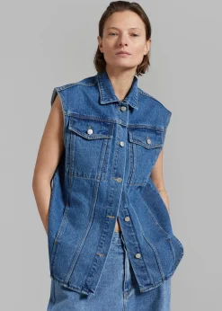 The Frankie Shop Reno Denim Vest Medium Wash Outlet