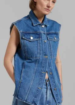 The Frankie Shop Reno Denim Vest Medium Wash Outlet