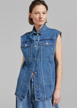 The Frankie Shop Reno Denim Vest Medium Wash Outlet