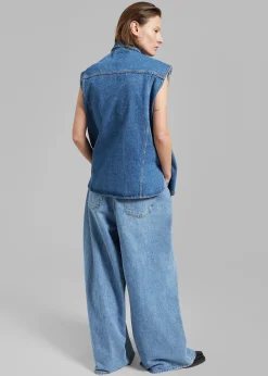 The Frankie Shop Reno Denim Vest Medium Wash Outlet