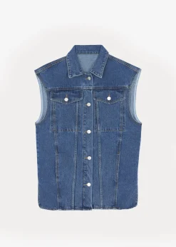 The Frankie Shop Reno Denim Vest Medium Wash Outlet