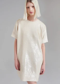 The Frankie Shop Riley Sequins Tee Mini Dress Cream Outlet
