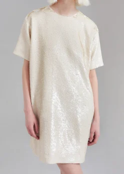 The Frankie Shop Riley Sequins Tee Mini Dress Cream Outlet