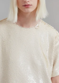 The Frankie Shop Riley Sequins Tee Mini Dress Cream Outlet
