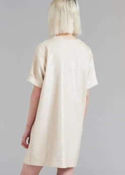 The Frankie Shop Riley Sequins Tee Mini Dress Cream Outlet