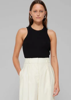 The Frankie Shop Rohe Cotton Rib Tank Top Noir Outlet