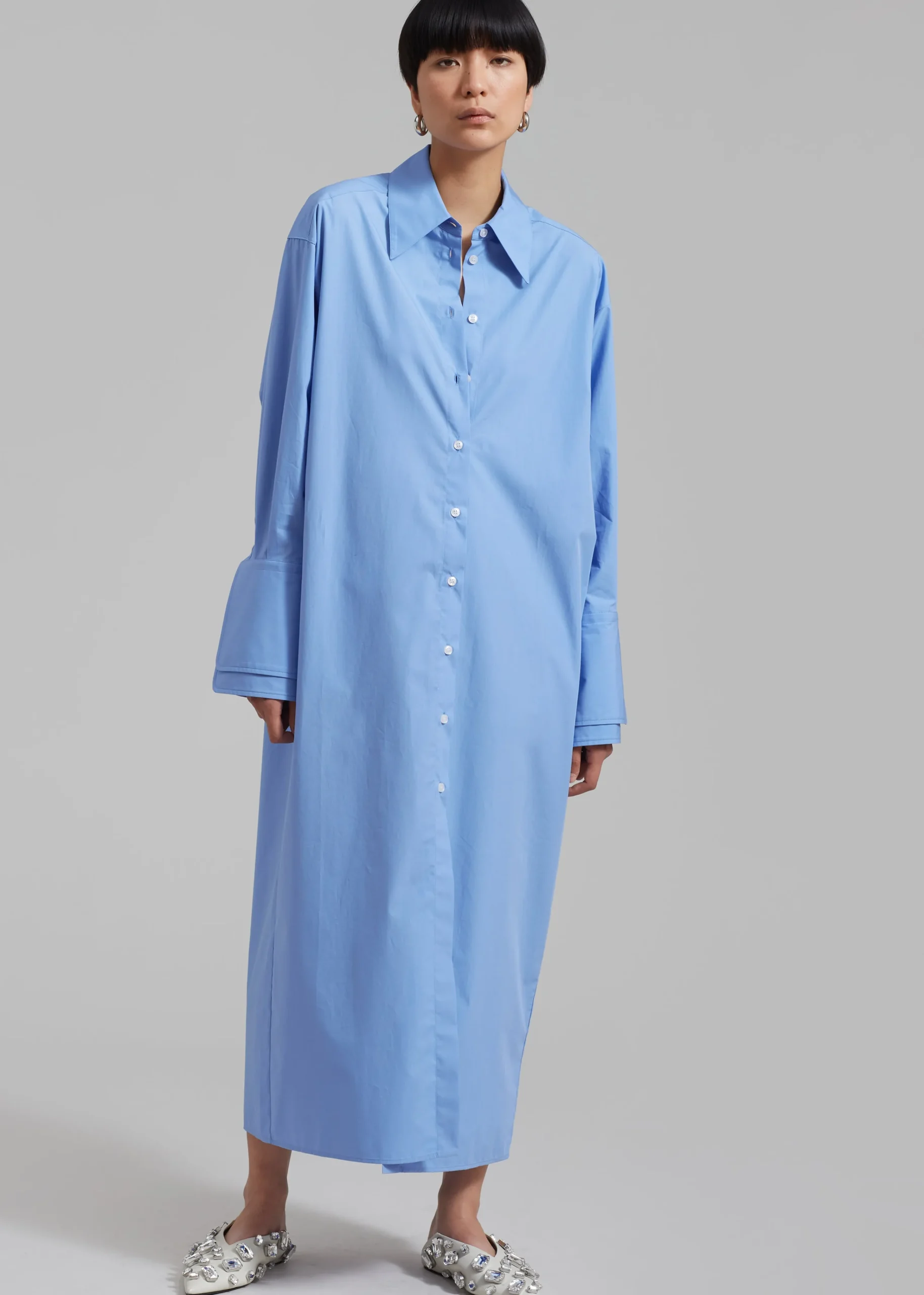 The Frankie Shop Rohe Poplin Shirt Dress Serenity