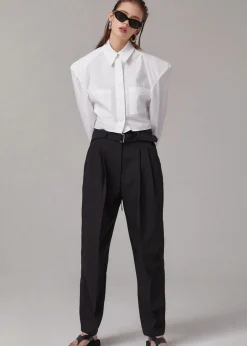 The Frankie Shop Romi Shoulder Padded Shirt White Clearance