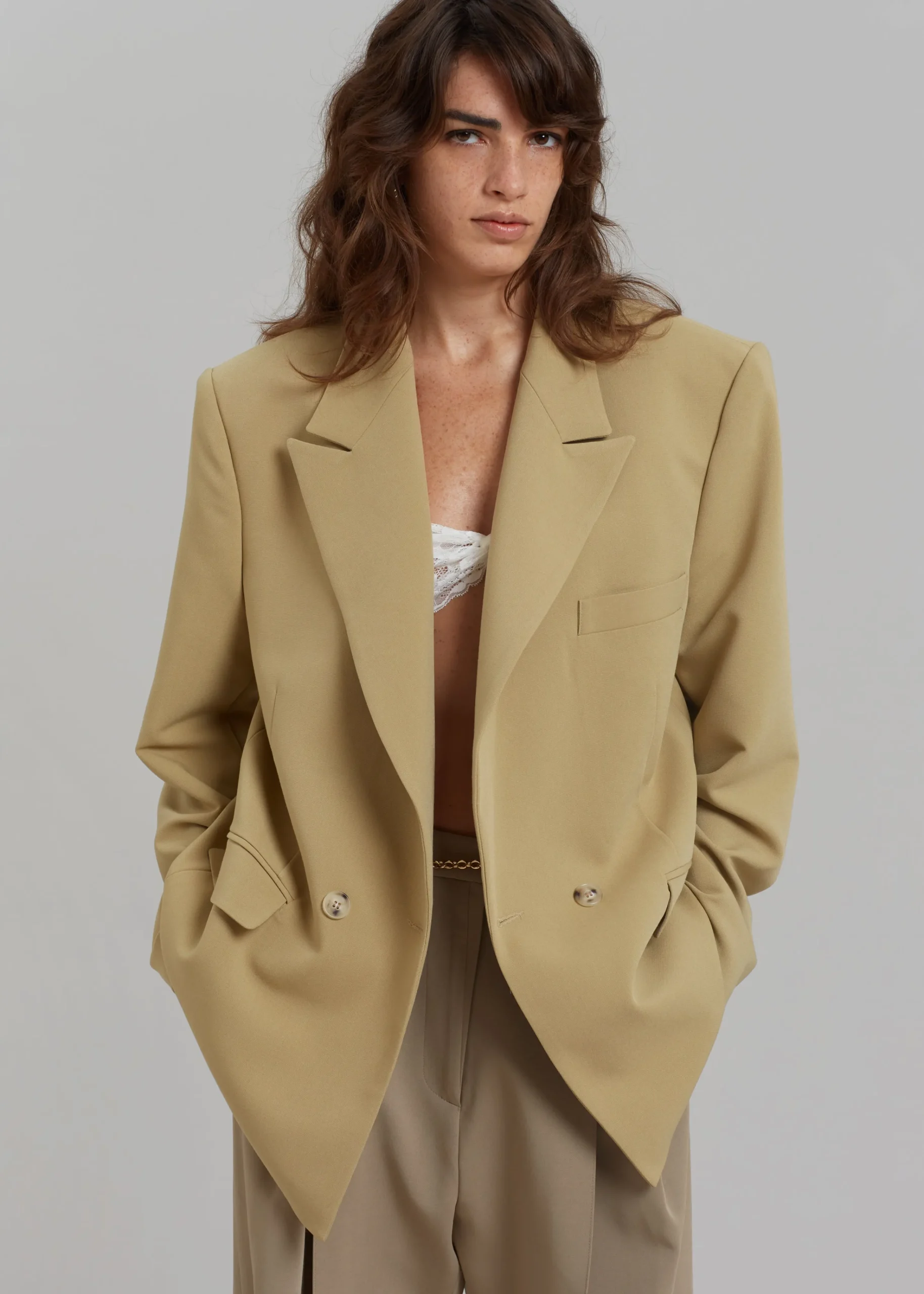 The Frankie Shop Rosali Blazer Khaki