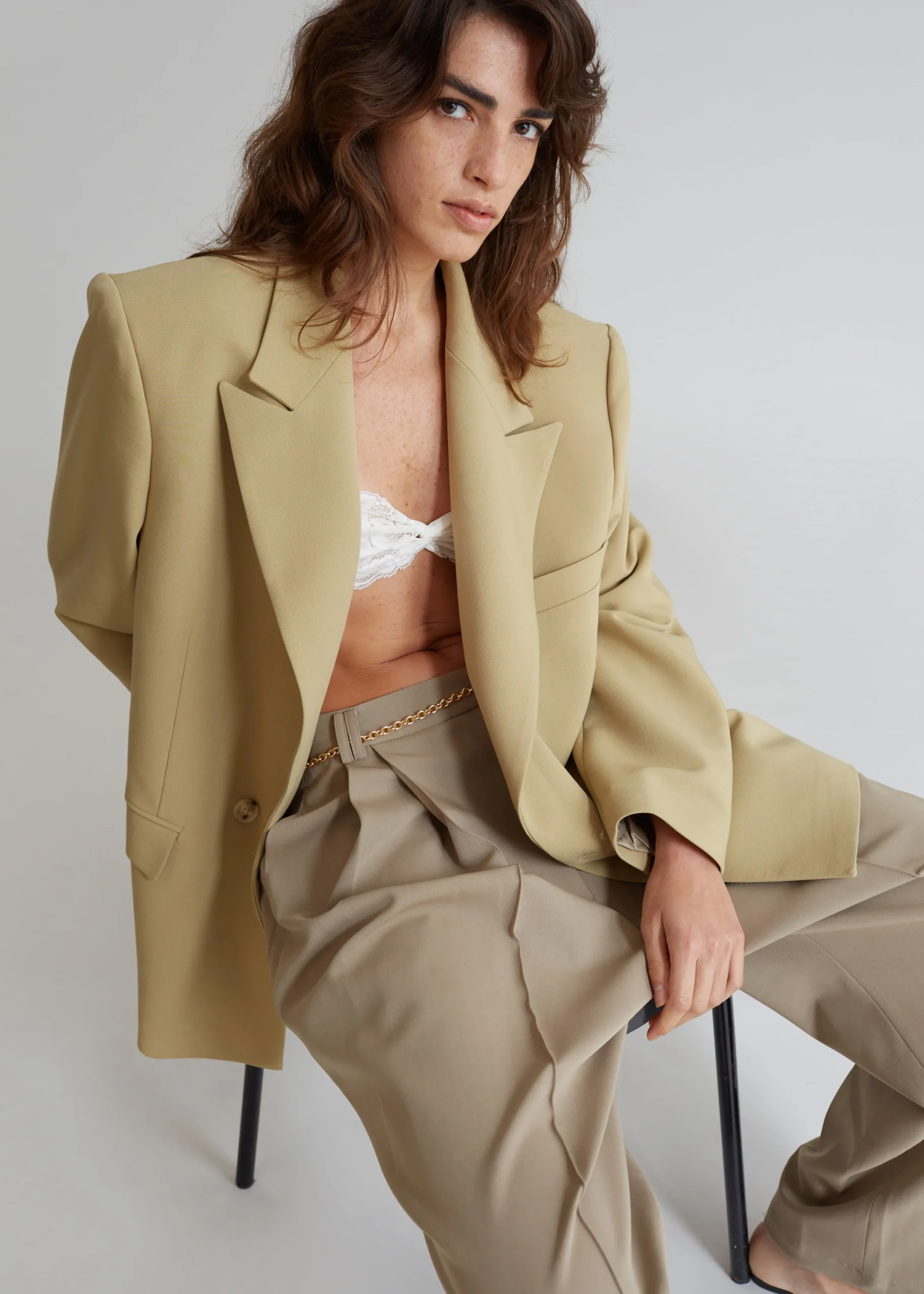 The Frankie Shop Rosali Blazer Khaki