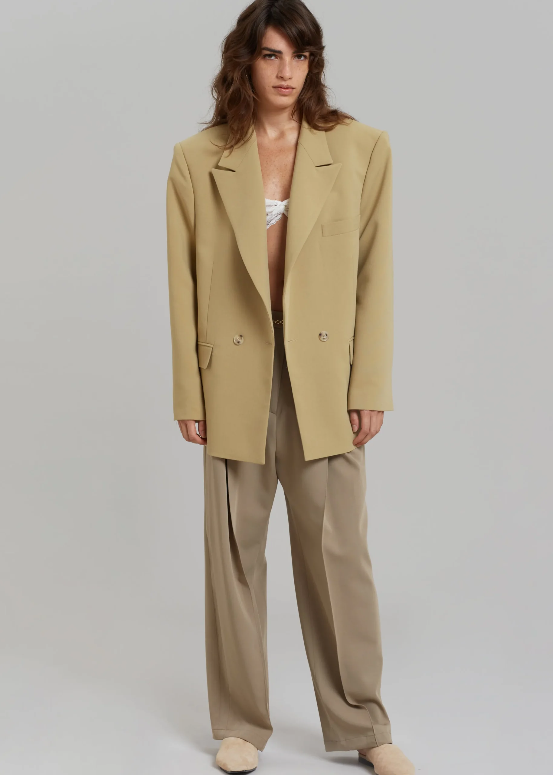 The Frankie Shop Rosali Blazer Khaki
