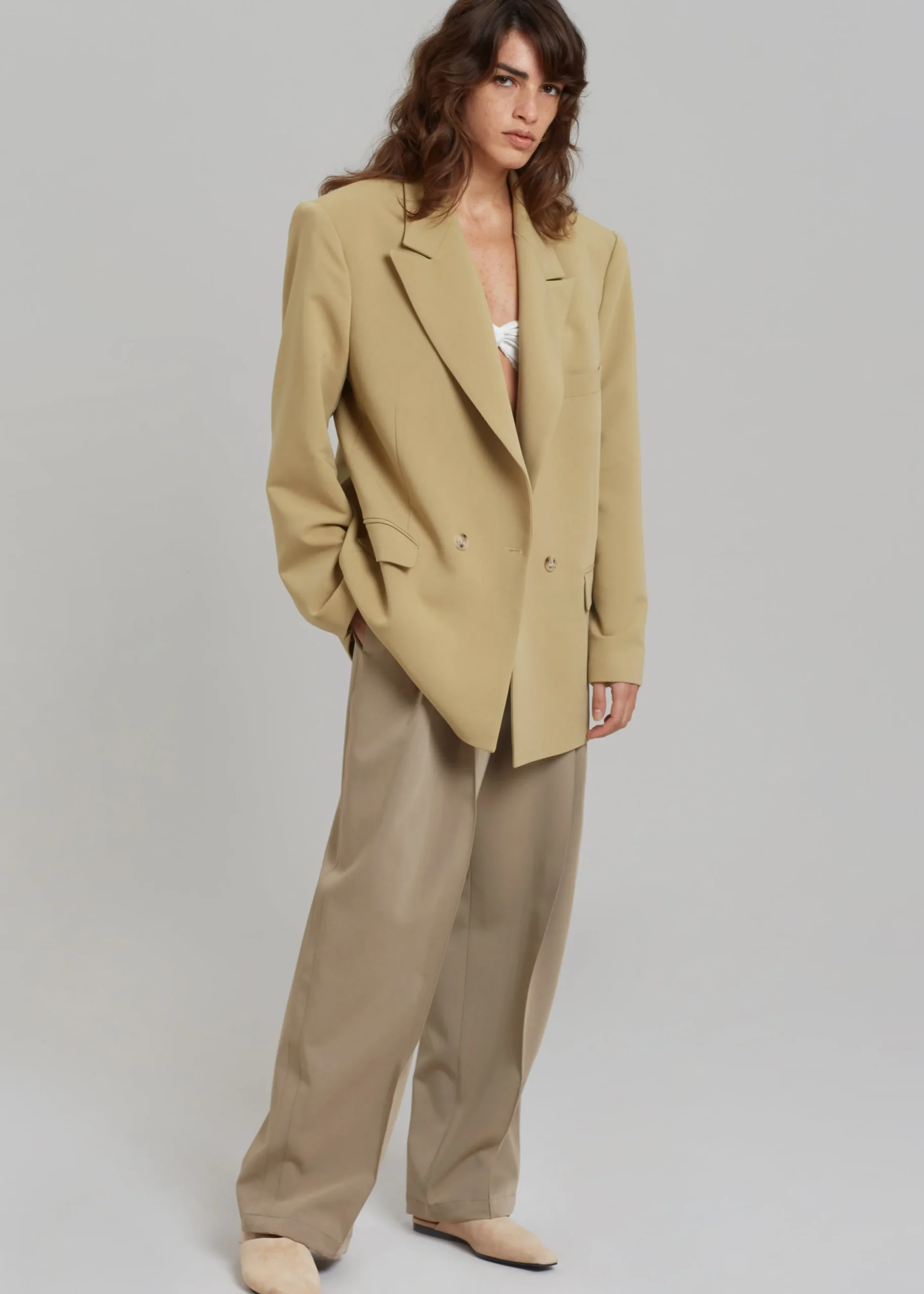 The Frankie Shop Rosali Blazer Khaki