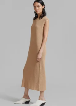The Frankie Shop Rosie Knit Dress Camel New