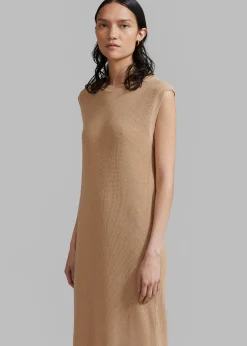 The Frankie Shop Rosie Knit Dress Camel New