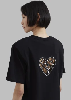 The Frankie Shop Rotate Boxy Lasercut T-Shirt Black Sale