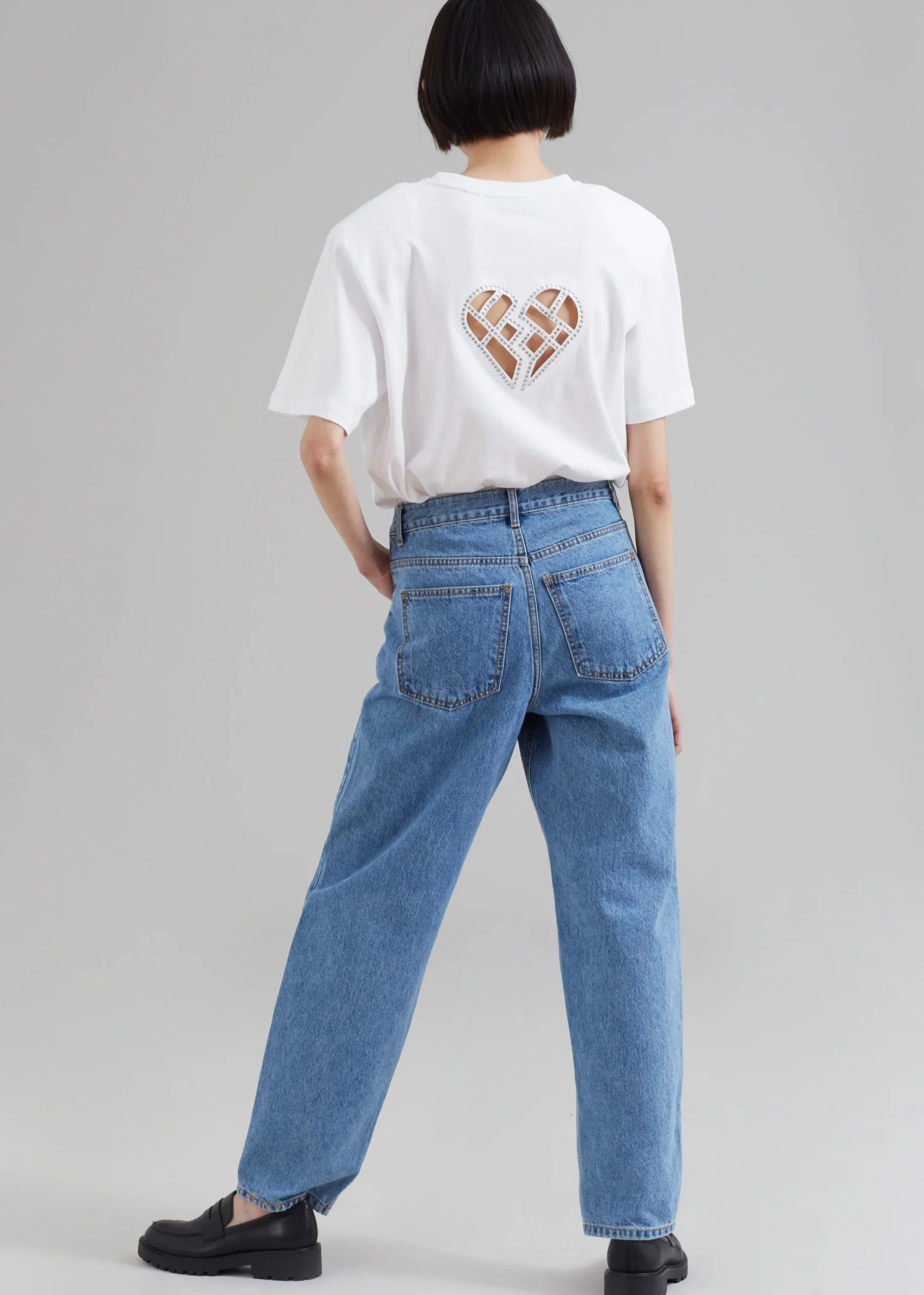 The Frankie Shop Rotate Boxy Lasercut T-Shirt Bright White New