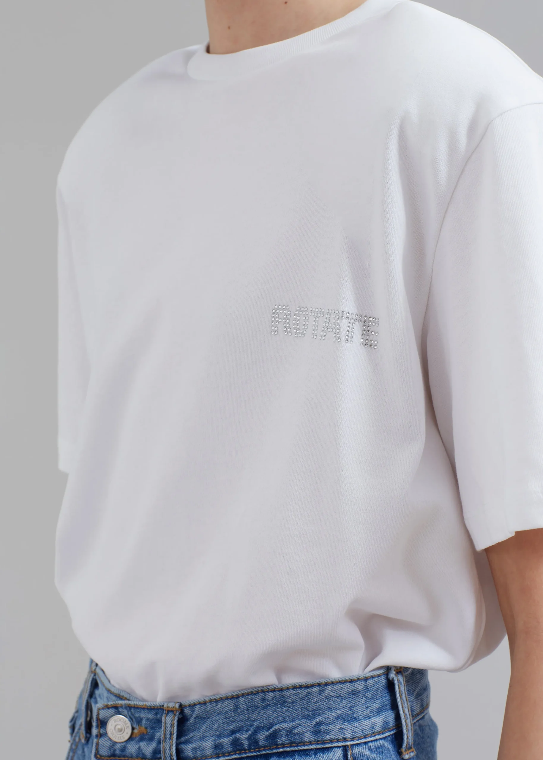 The Frankie Shop Rotate Boxy Lasercut T-Shirt Bright White New