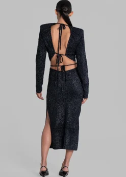 The Frankie Shop Rotate Glitter Knit Pencil Skirt Blue Nights Best