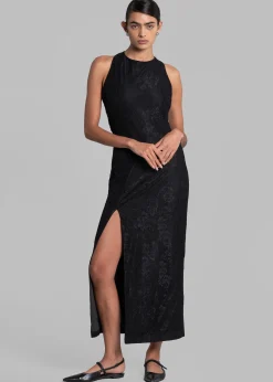 The Frankie Shop Rotate Mesh Lace Slit Dress Black Hot
