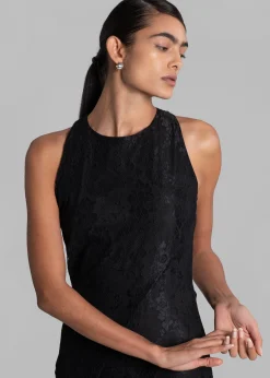 The Frankie Shop Rotate Mesh Lace Slit Dress Black Hot