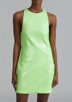 The Frankie Shop Rotate Sequins Mini High Neck Dress Green Gecko Outlet