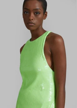 The Frankie Shop Rotate Sequins Mini High Neck Dress Green Gecko Outlet