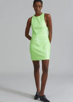 The Frankie Shop Rotate Sequins Mini High Neck Dress Green Gecko Outlet