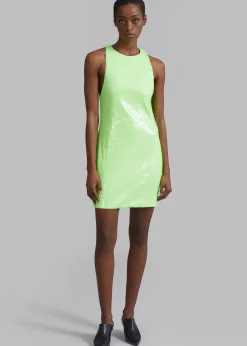 The Frankie Shop Rotate Sequins Mini High Neck Dress Green Gecko Outlet