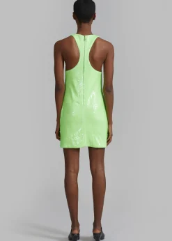 The Frankie Shop Rotate Sequins Mini High Neck Dress Green Gecko Outlet